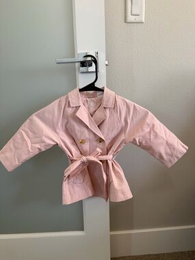 Zara Kids Light Pink Double-Breasted Belted Jacket